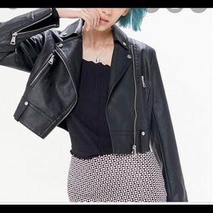 Urban Outfitters Faux Leather Cropped Moto Jacket